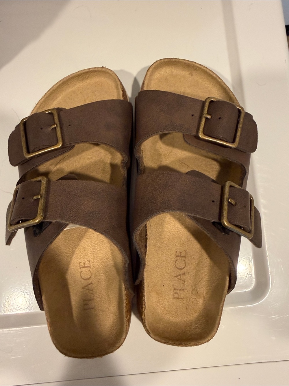 The Children's Place Brown Double-Buckle Slide Sandals